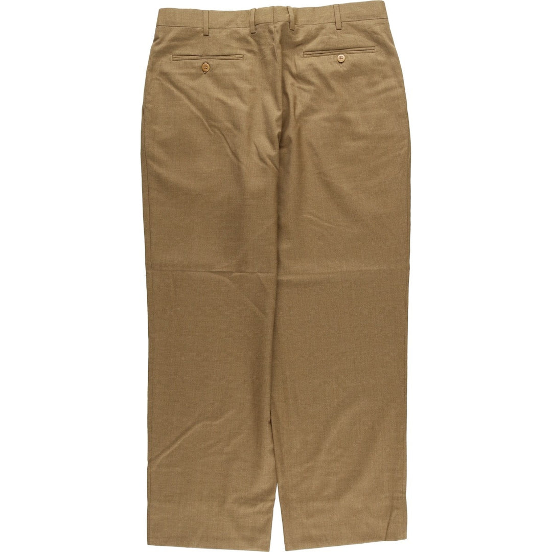 Zanella Two-pleat Wool Pants and Slacks, Made in Italy, Men's Size W35 wool beige type brown Vintage Second Hand