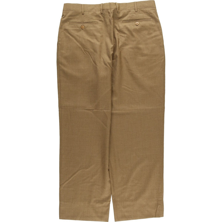 Zanella Two-pleat Wool Pants and Slacks, Made in Italy, Men's Size W35 wool beige type brown Vintage Second Hand