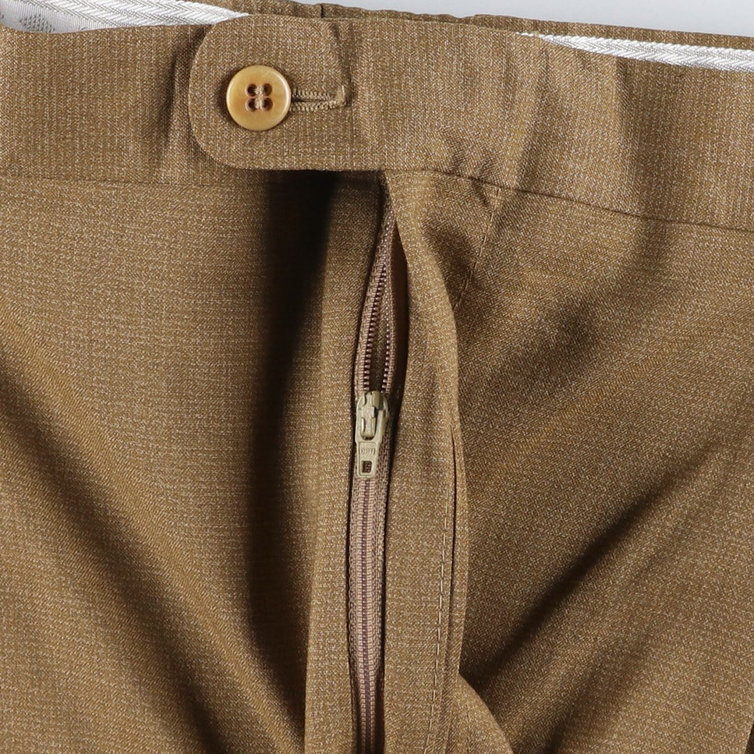 Zanella Two-pleat Wool Pants and Slacks, Made in Italy, Men's Size W35 wool beige type brown Vintage Second Hand