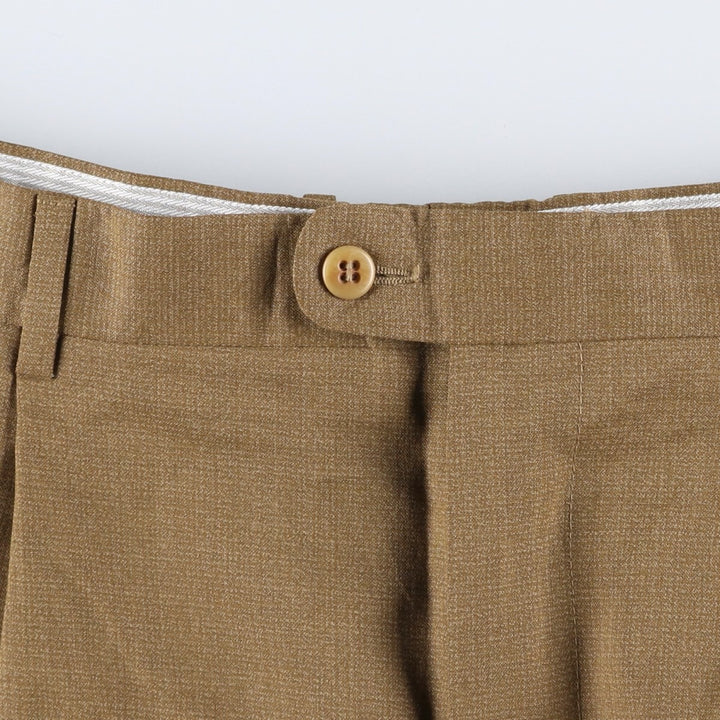 Zanella Two-pleat Wool Pants and Slacks, Made in Italy, Men's Size W35 wool beige type brown Vintage Second Hand