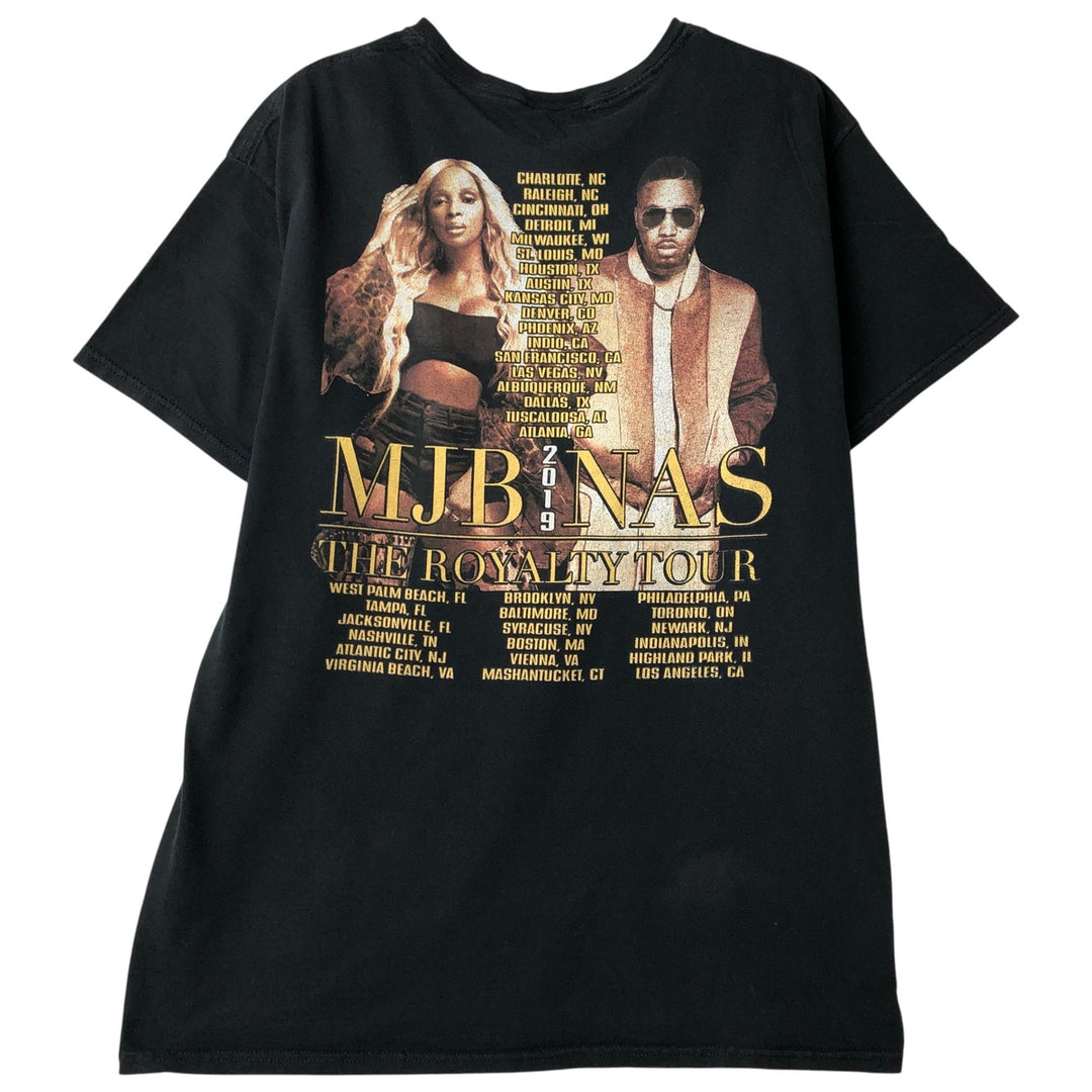 MARY.J.BLIGE NAS Rap T-shirt, Men's Size Medium unclear black type Vintage Second Hand