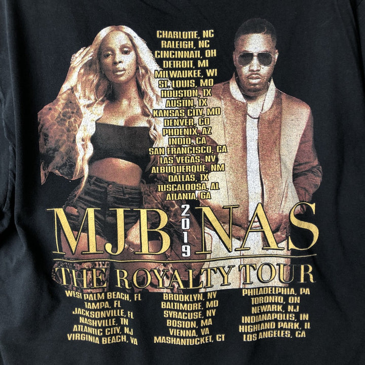 MARY.J.BLIGE NAS Rap T-shirt, Men's Size Medium unclear black type Vintage Second Hand
