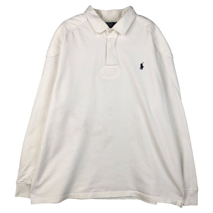 Ralph Lauren POLO by Ralph Lauren CUSTOM FIT long-sleeved rugby shirt, men's size XXL cotton white type Vintage Second Hand