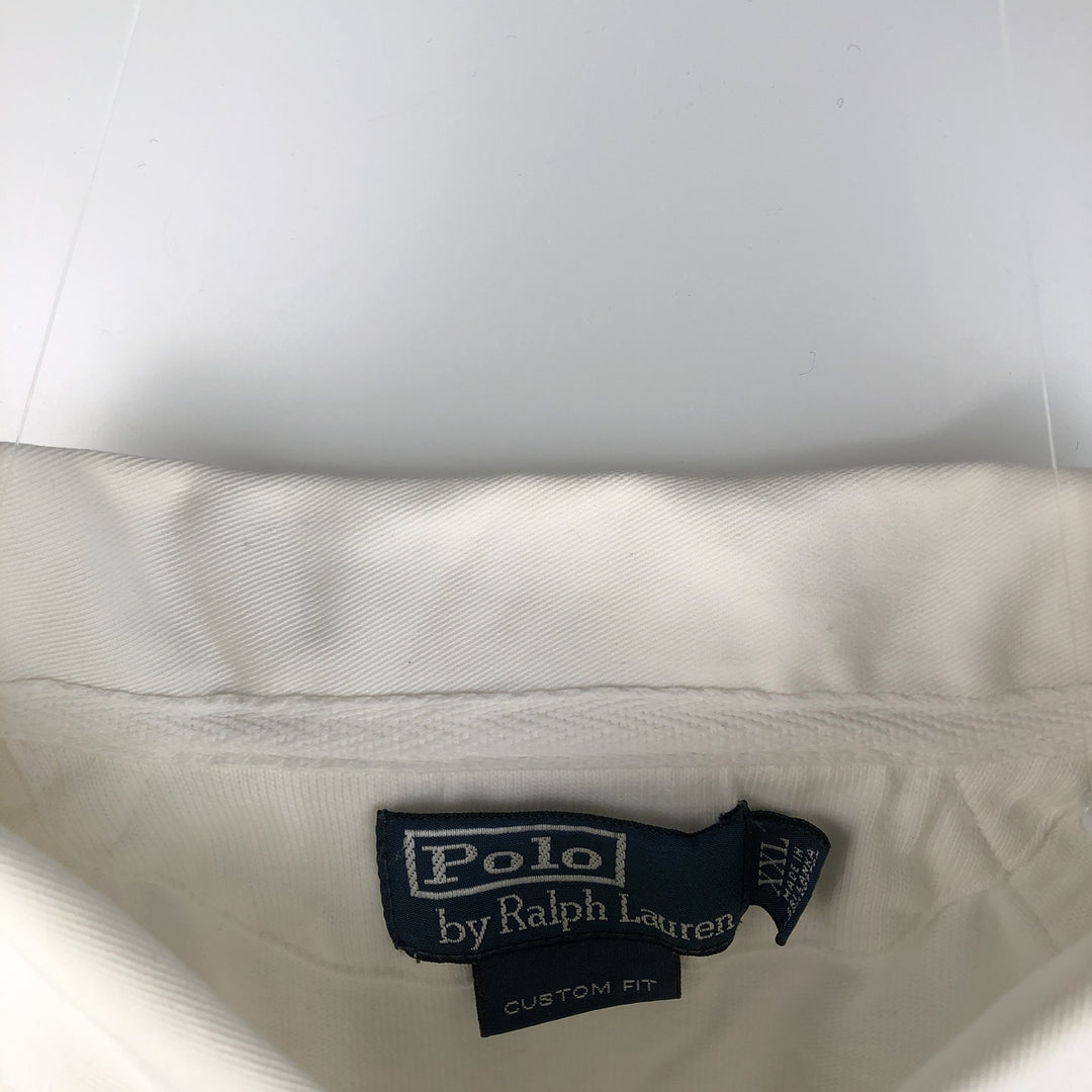 Ralph Lauren POLO by Ralph Lauren CUSTOM FIT long-sleeved rugby shirt, men's size XXL cotton white type Vintage Second Hand
