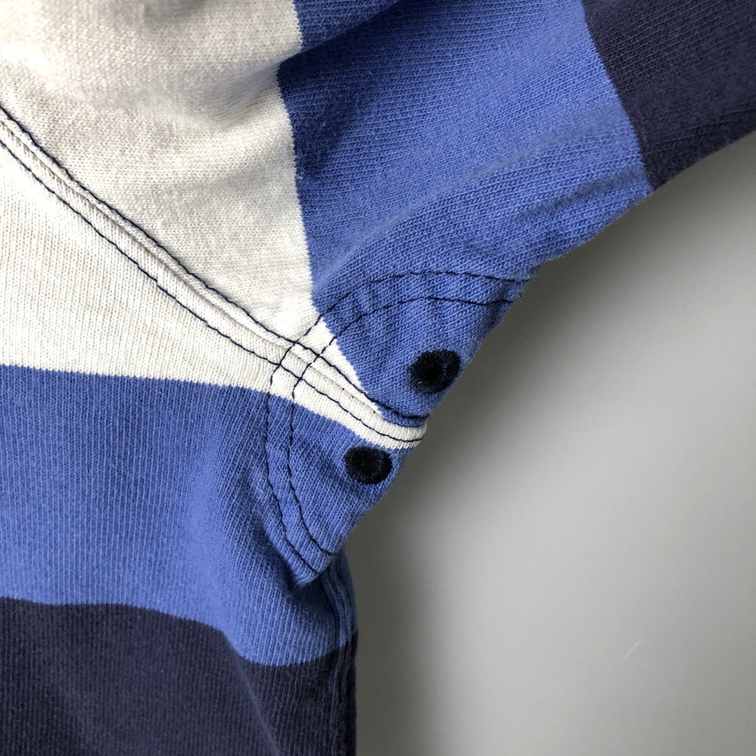 Ralph Lauren POLO by Ralph Lauren CUSTOM FIT Border Pattern Long Sleeve Rugby Shirt Men's XL cotton navy blue type Vintage Second Hand