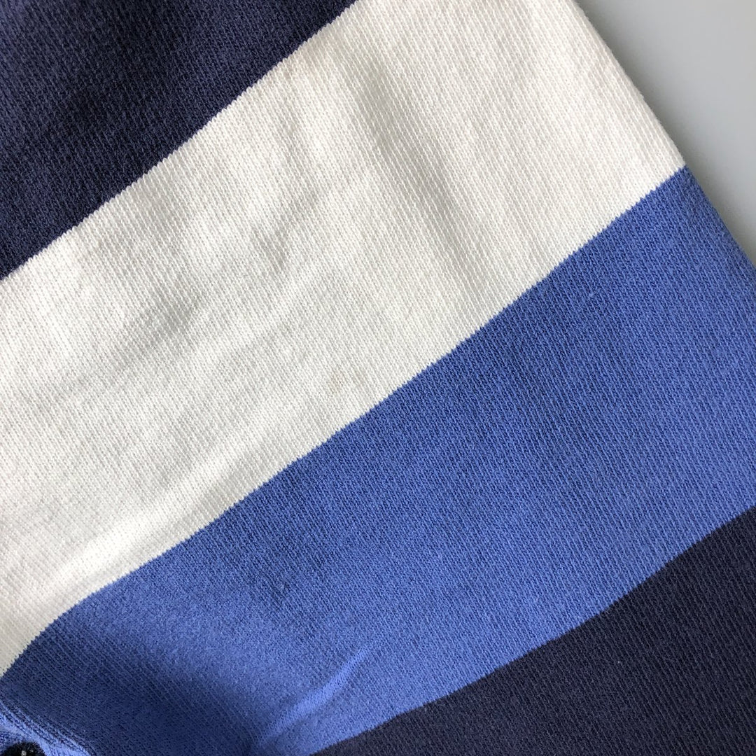 Ralph Lauren POLO by Ralph Lauren CUSTOM FIT Border Pattern Long Sleeve Rugby Shirt Men's XL cotton navy blue type Vintage Second Hand