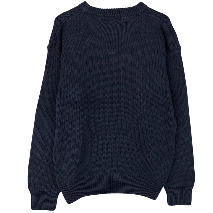 Vintage 80s-90'S Eddie Bauer Argyle Pattern Cotton Knit Sweater (Black Tag), Men's Size Medium cotton navy blue type Vintage Second Hand
