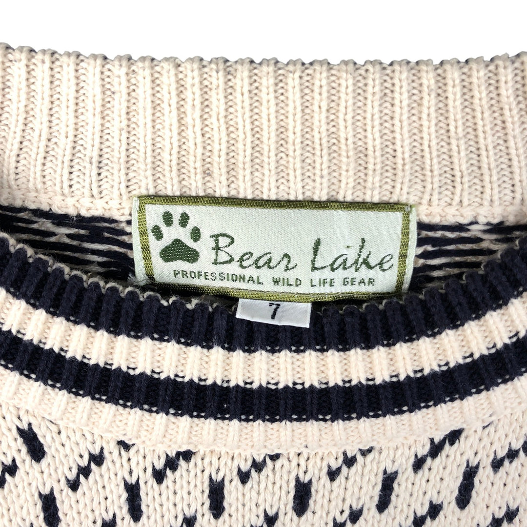Bean Lake Birdseye Print Cotton Knit Sweater, Men's Size XL cotton navy blue type Vintage Second Hand