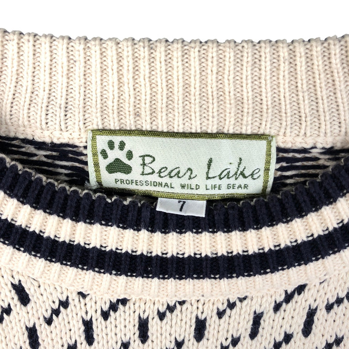 Bean Lake Birdseye Print Cotton Knit Sweater, Men's Size XL cotton navy blue type Vintage Second Hand
