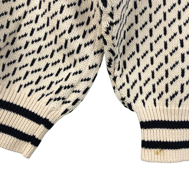 Bean Lake Birdseye Print Cotton Knit Sweater, Men's Size XL cotton navy blue type Vintage Second Hand