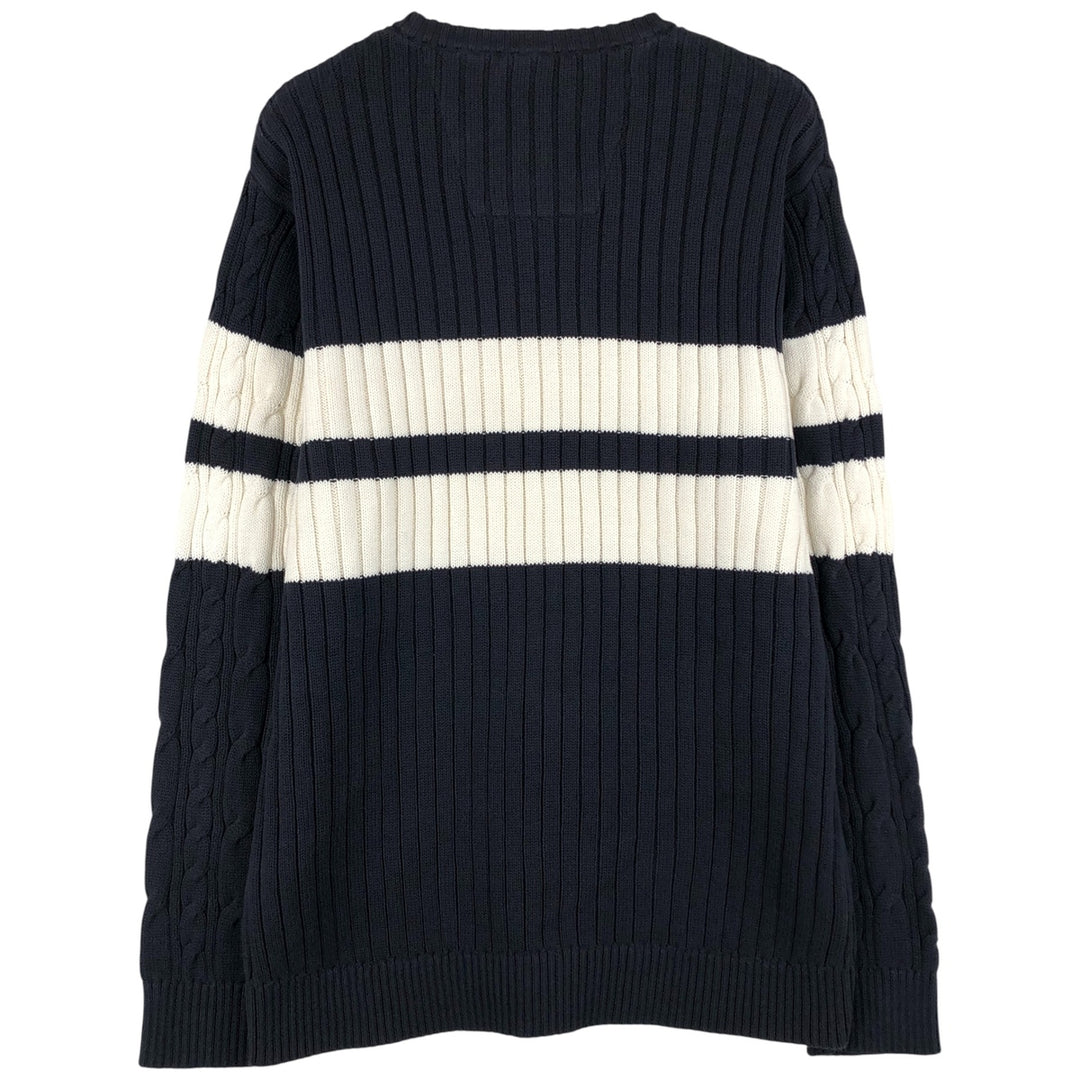 2000'S ~ NAUTICA Cable Knit Rib Knit Cotton Sweater, Men's XL cotton navy blue type Vintage Second Hand
