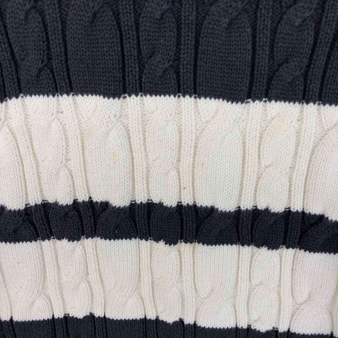 2000'S ~ NAUTICA Cable Knit Rib Knit Cotton Sweater, Men's XL cotton navy blue type Vintage Second Hand