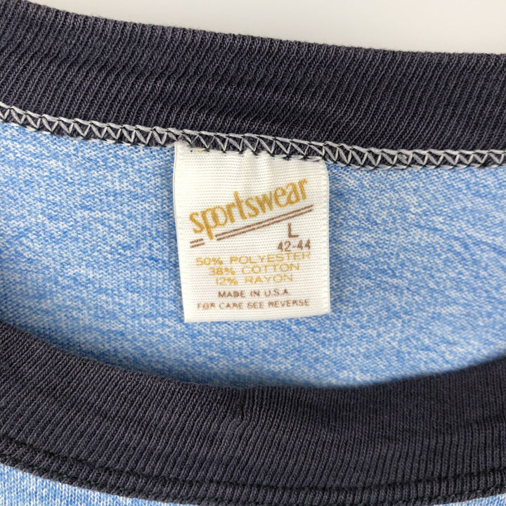 Vintage 70'S Sportswear DJ's OYSTER BAR Advertising Ringer T-Shirt, Made in USA, Men's Size Large polyester blue type Vintage Second Hand