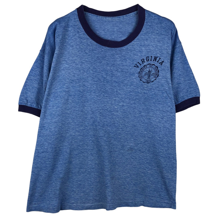 Vintage College Ringer T-Shirt, Men's Size Small unclear blue type Vintage Second Hand
