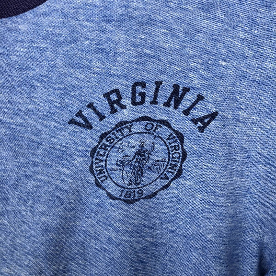 Vintage College Ringer T-Shirt, Men's Size Small unclear blue type Vintage Second Hand