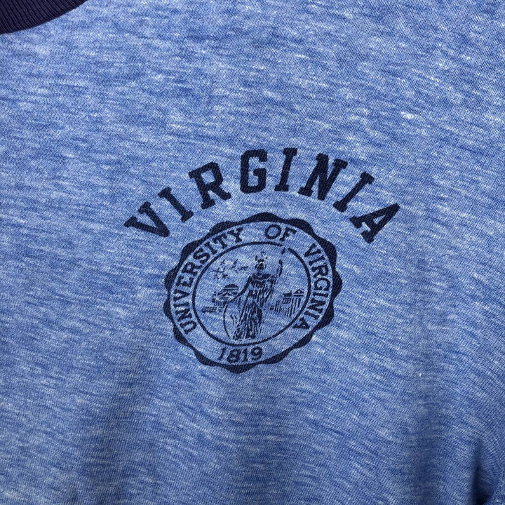 Vintage College Ringer T-Shirt, Men's Size Small unclear blue type Vintage Second Hand