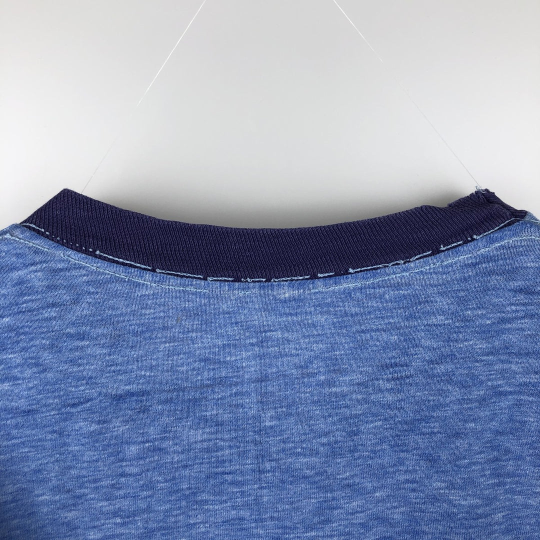 Vintage College Ringer T-Shirt, Men's Size Small unclear blue type Vintage Second Hand