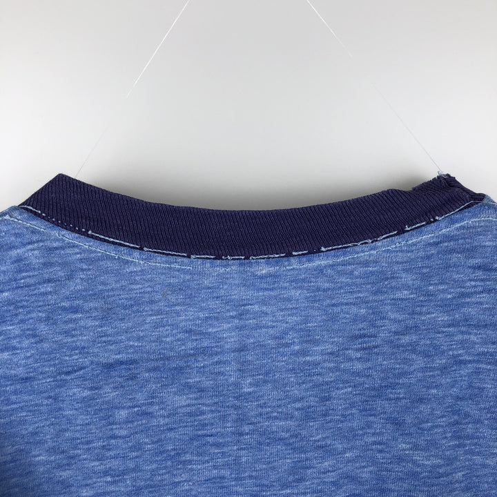 Vintage College Ringer T-Shirt, Men's Size Small unclear blue type Vintage Second Hand