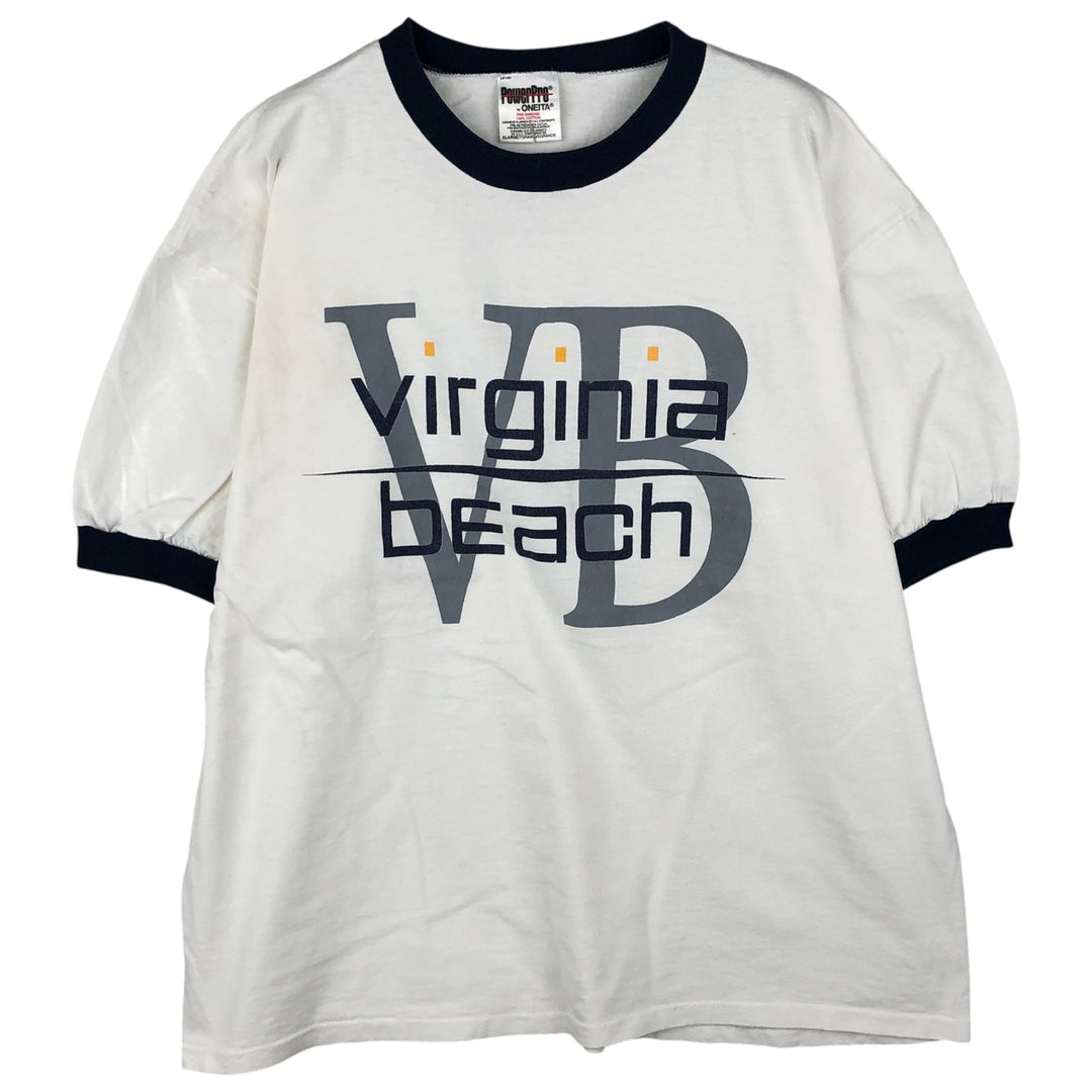 90'S ONEITA PowerPro Ringer T-Shirt, Men's XL, Vintage cotton white type Vintage Second Hand