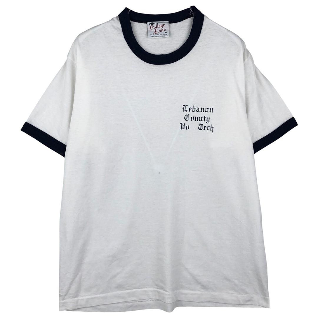 90'S Vintage College Lane Ringer T-Shirt, Made in USA, Men's XL polyester white type Vintage Second Hand