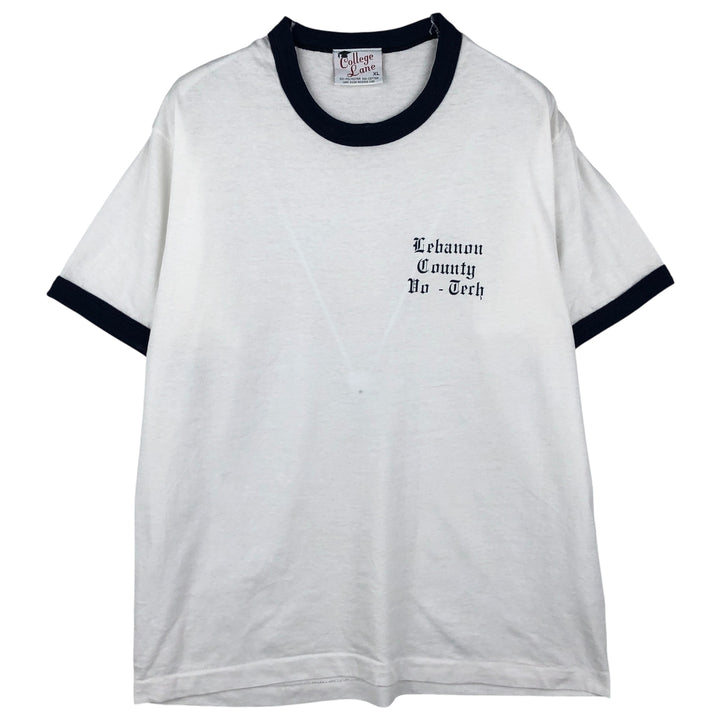 90'S Vintage College Lane Ringer T-Shirt, Made in USA, Men's XL polyester white type Vintage Second Hand