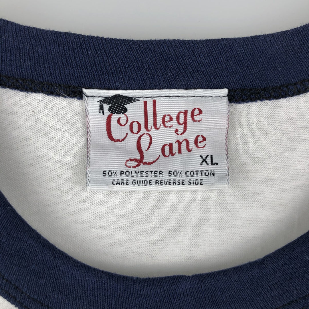 90'S Vintage College Lane Ringer T-Shirt, Made in USA, Men's XL polyester white type Vintage Second Hand