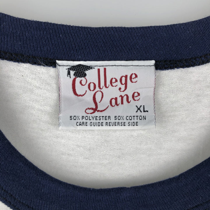 90'S Vintage College Lane Ringer T-Shirt, Made in USA, Men's XL polyester white type Vintage Second Hand