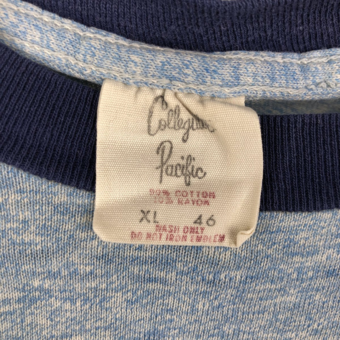 Vintage Collegiate Pacific Ringer T-Shirt, Made in USA, Men's XL cotton Blue type light blue Vintage Second Hand