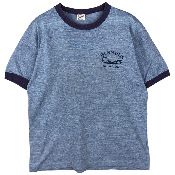 Vintage 1970'S Capital Ringer T-shirt, Men's Size L cotton blue type Vintage Second Hand