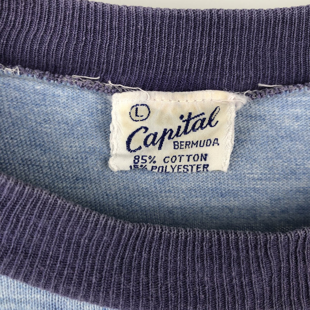 Vintage 1970'S Capital Ringer T-shirt, Men's Size L cotton blue type Vintage Second Hand