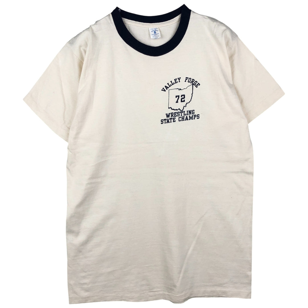 Vintage 1970'S Velva Sheen College Ringer T-Shirt, Men's Size L cotton ivory Vintage Second Hand