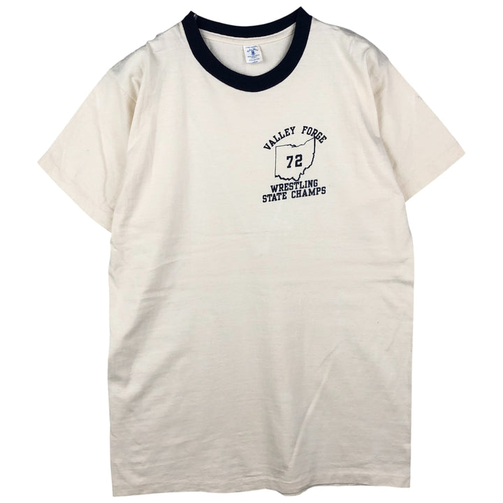 Vintage 1970'S Velva Sheen College Ringer T-Shirt, Men's Size L cotton ivory Vintage Second Hand