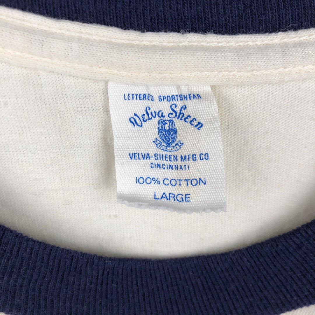 Vintage 1970'S Velva Sheen College Ringer T-Shirt, Men's Size L cotton ivory Vintage Second Hand