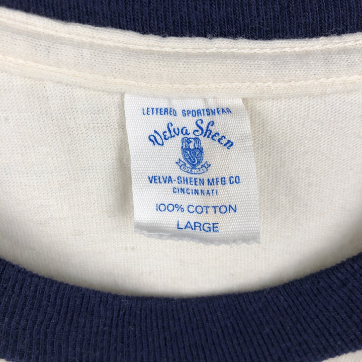 Vintage 1970'S Velva Sheen College Ringer T-Shirt, Men's Size L cotton ivory Vintage Second Hand