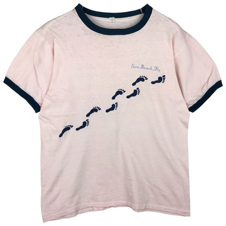 Vintage Ringer T-shirt, men's size M cotton pink type Vintage Second Hand