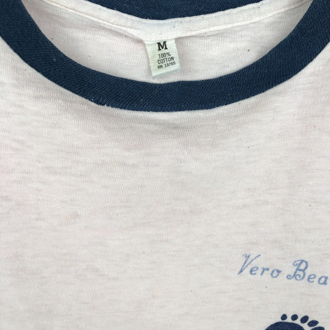 Vintage Ringer T-shirt, men's size M cotton pink type Vintage Second Hand