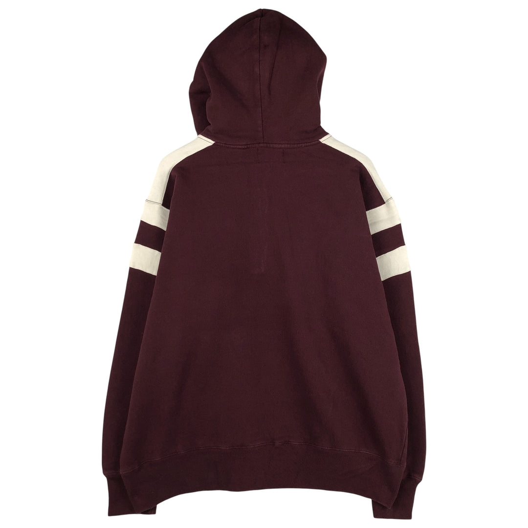 2000'S Ralph Lauren Polo Jeans Company Half-Zip Pullover Hoodie, Men's Size L cotton burgundy type Vintage Second Hand
