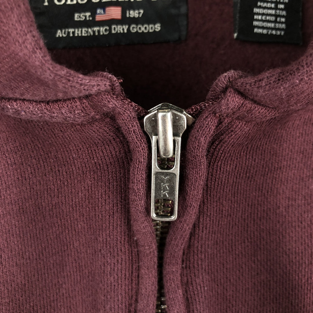 2000'S Ralph Lauren Polo Jeans Company Half-Zip Pullover Hoodie, Men's Size L cotton burgundy type Vintage Second Hand