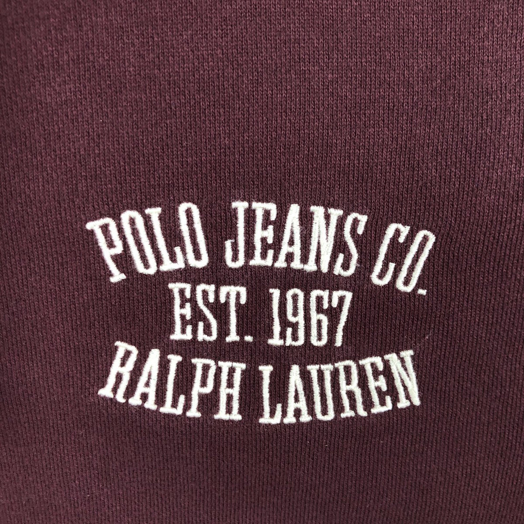 2000'S Ralph Lauren Polo Jeans Company Half-Zip Pullover Hoodie, Men's Size L cotton burgundy type Vintage Second Hand