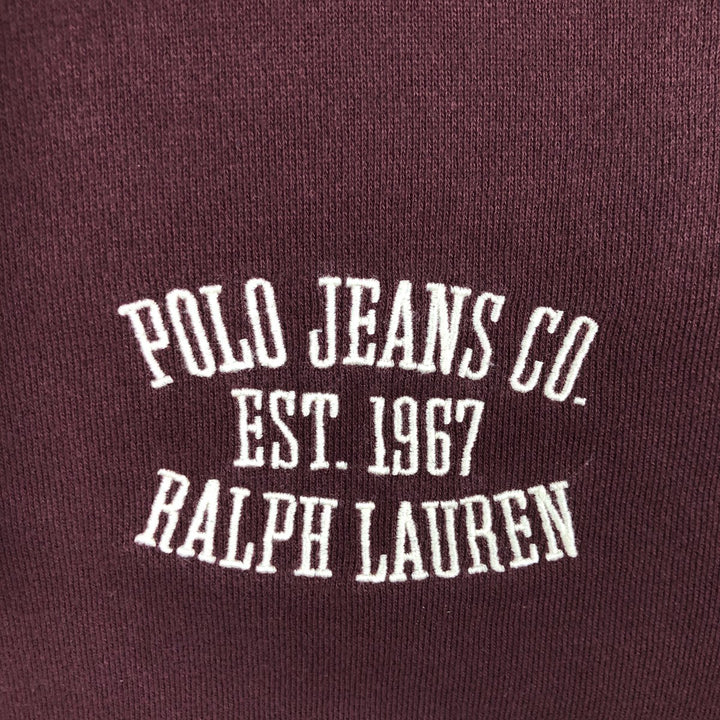 2000'S Ralph Lauren Polo Jeans Company Half-Zip Pullover Hoodie, Men's Size L cotton burgundy type Vintage Second Hand