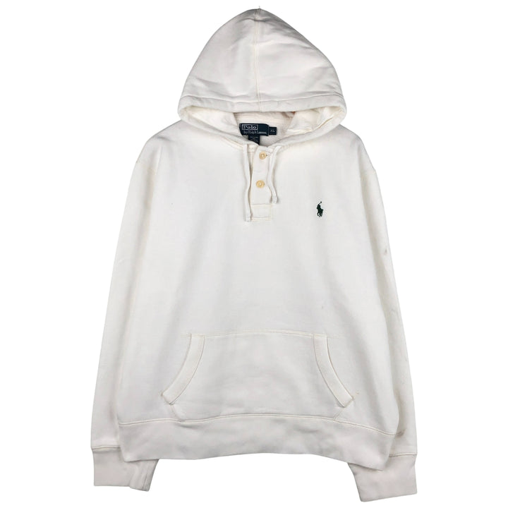 Ralph Lauren POLO by Ralph Lauren Sweatshirt Half Button Hoodie Men's XL cotton white type Vintage Second Hand