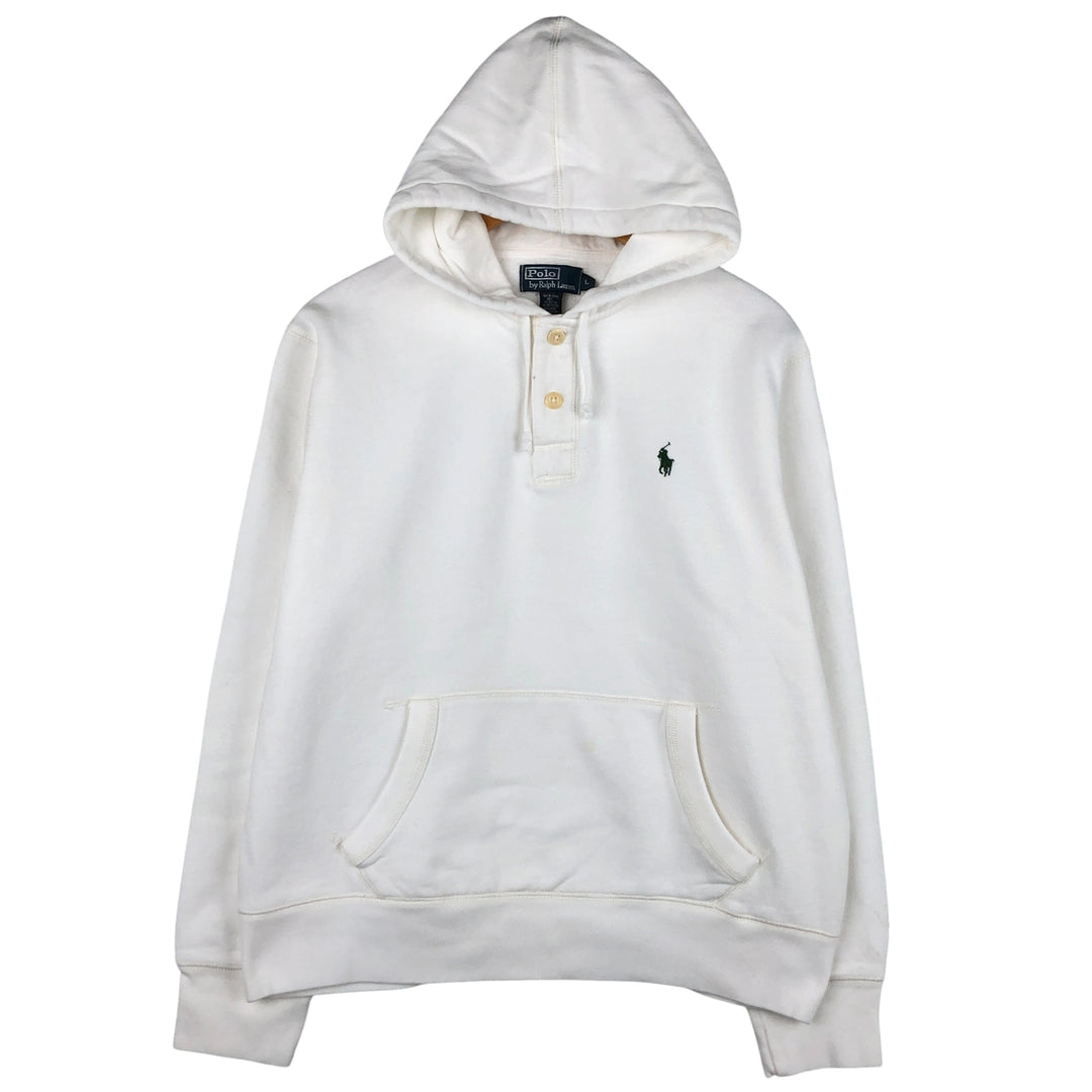 Ralph Lauren POLO by Ralph Lauren Sweatshirt Half Button Hoodie Men's L size cotton white type Vintage Second Hand