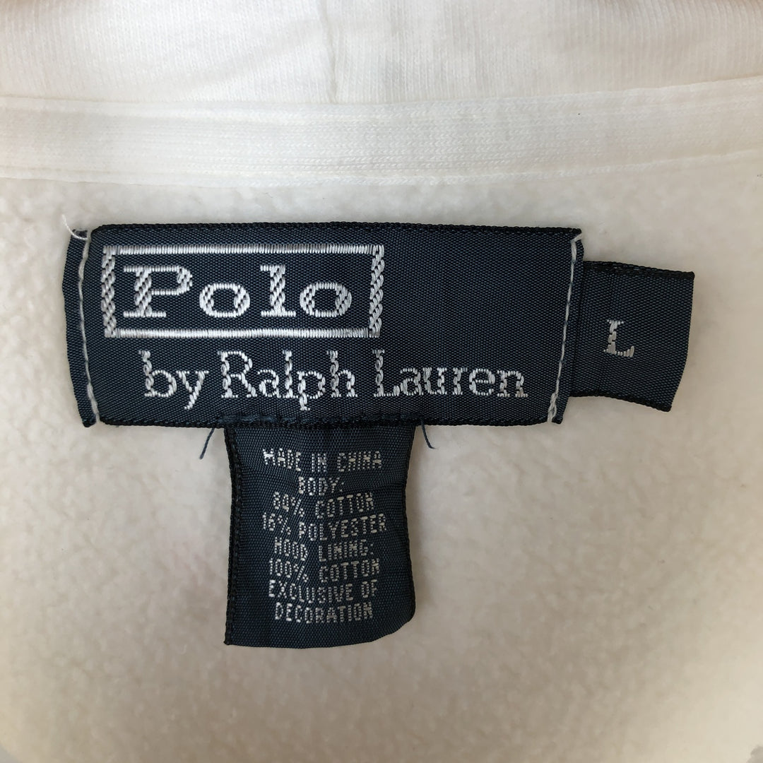 Ralph Lauren POLO by Ralph Lauren Sweatshirt Half Button Hoodie Men's L size cotton white type Vintage Second Hand