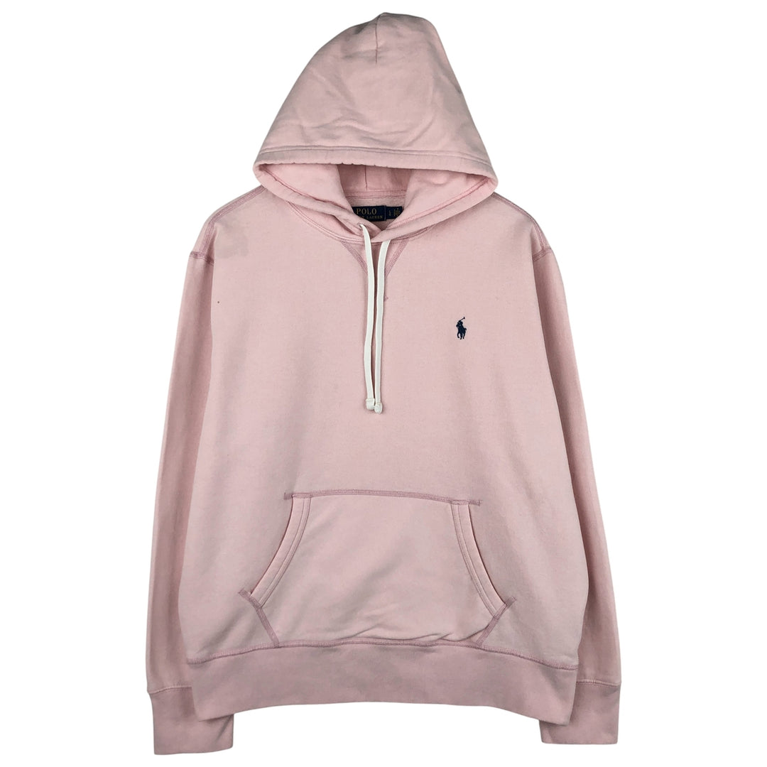 Ralph Lauren POLO RALPH LAUREN sweatshirt pullover hoodie, men's size L cotton coral Vintage Second Hand