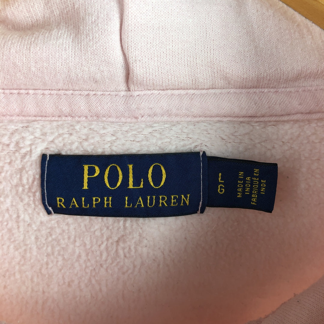 Ralph Lauren POLO RALPH LAUREN sweatshirt pullover hoodie, men's size L cotton coral Vintage Second Hand