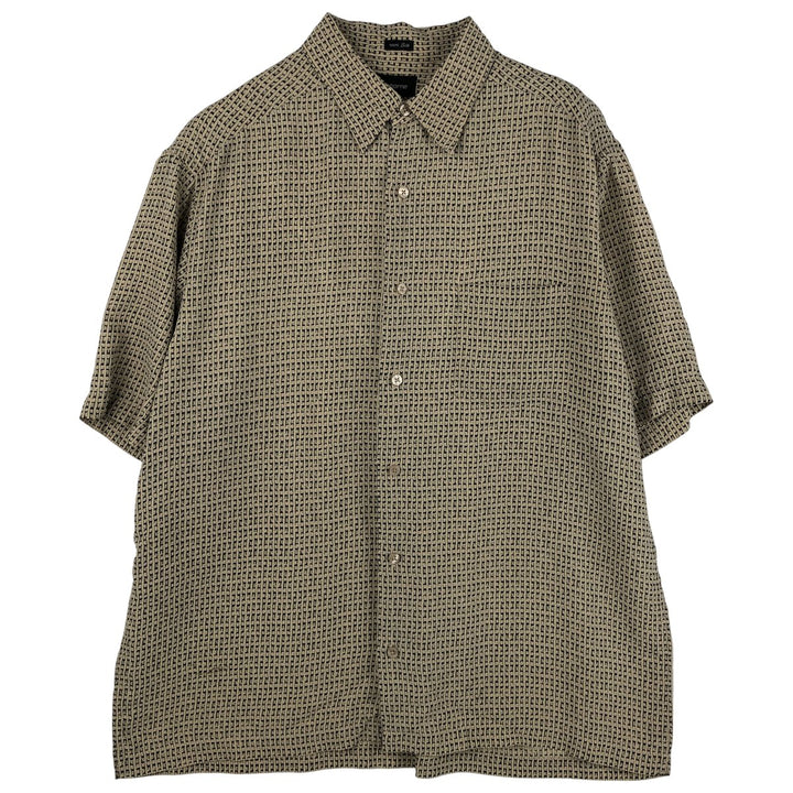 Liz Claiborne All-Over Print Short Sleeve Silk Shirt, Men's Size L silk Beige type Vintage Second Hand