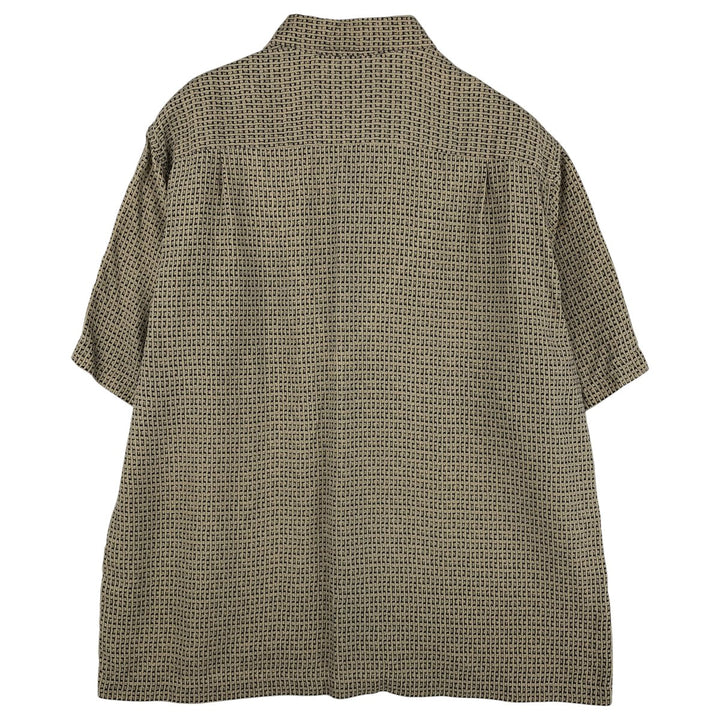 Liz Claiborne All-Over Print Short Sleeve Silk Shirt, Men's Size L silk Beige type Vintage Second Hand
