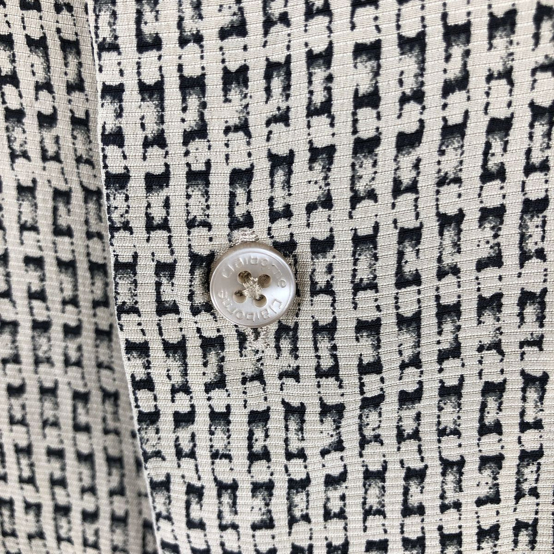 Liz Claiborne All-Over Print Short Sleeve Silk Shirt, Men's Size L silk Beige type Vintage Second Hand