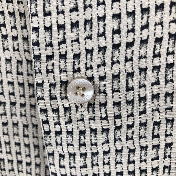 Liz Claiborne All-Over Print Short Sleeve Silk Shirt, Men's Size L silk Beige type Vintage Second Hand