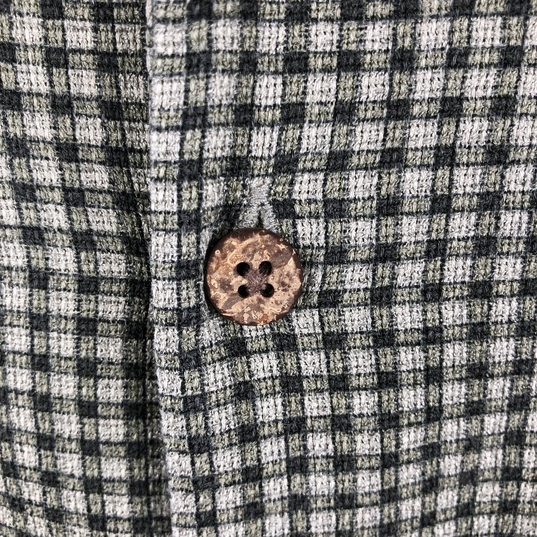 Tommy Bahama Check Pattern Short Sleeve Open Collar Silk Shirt Box Shirt Men's XL silk Green type dark green Vintage Second Hand